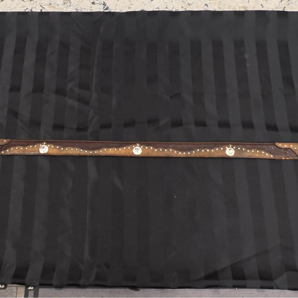 Brown Leather Belt with silver Accents